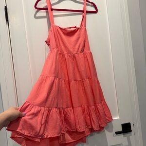 Trixxi Coral Tiered Sundress with Adjustable Straps